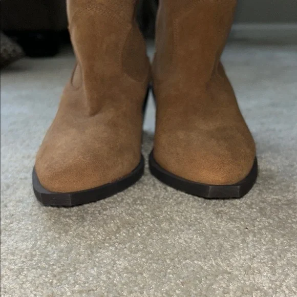 Bianco Beige Brown Heeled Suede Boots with Classic Design Size 39 - Picture 5 of 8